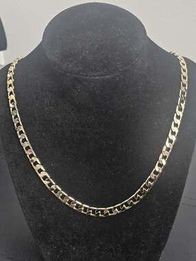 24in.14K Gold-Plated brass-6.5mm Cuban Link Chain Necklace
